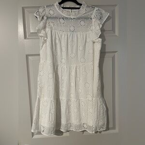 White lace eyelet dress